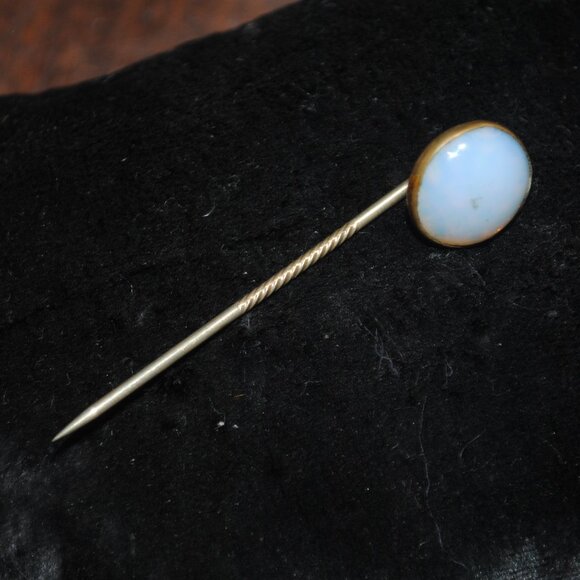 Antique Foil Opal Glass Cabochon Stick / Tie Pin - Picture 6 of 8